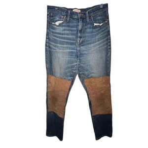 Madewell X B-Sides Blue Jeans Patchwork Distressed Women's 29 Slim Boy j…